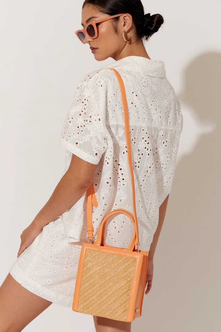 Lyla Mini Woven Tote - Orange