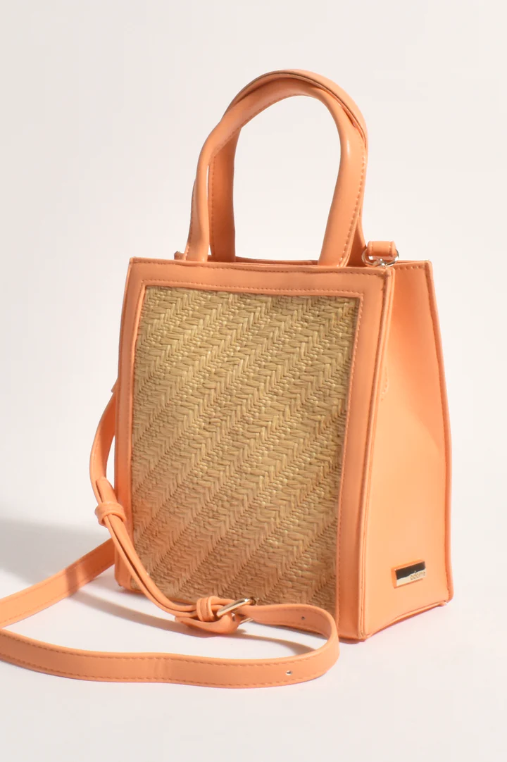 Lyla Mini Woven Tote - Orange - Image 5
