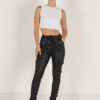 Cassie Chinos - Wet Look Black