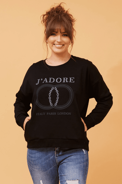 Jadore Chain Sweatshirt - Black