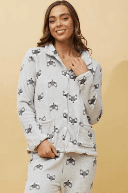 Plush Pyjama Top - Grey Foxes