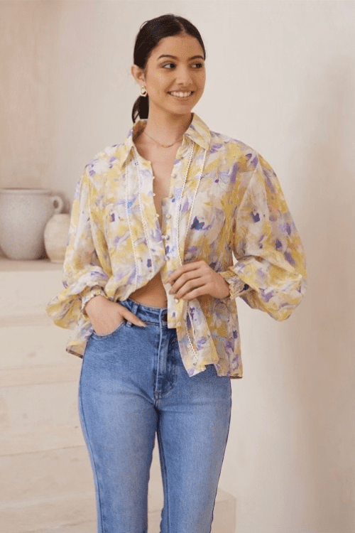 Maisie Blouse - Yellow/Blue