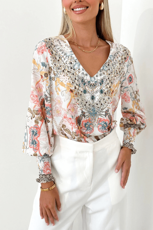 Peach Crystal Blouse