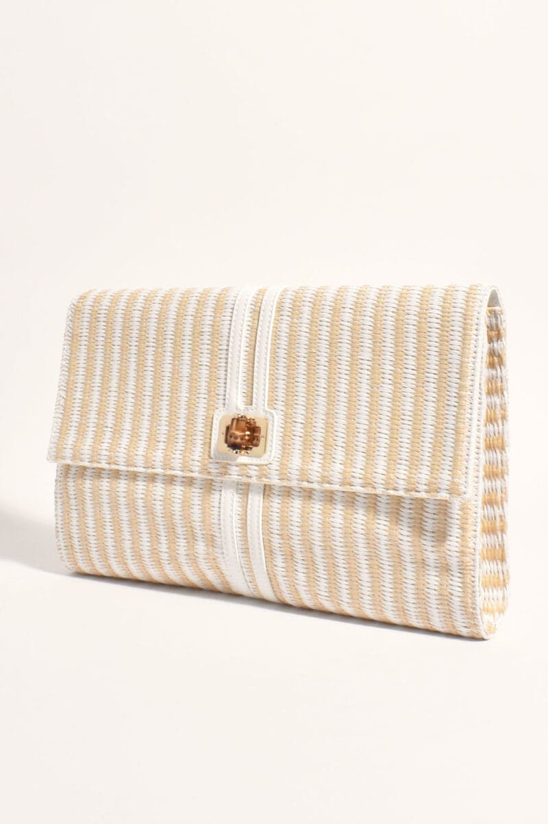 Coco Woven Fold Clutch - White - Image 2