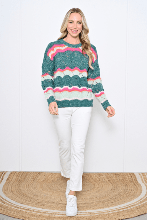 Zig-Zag Sweater - Green