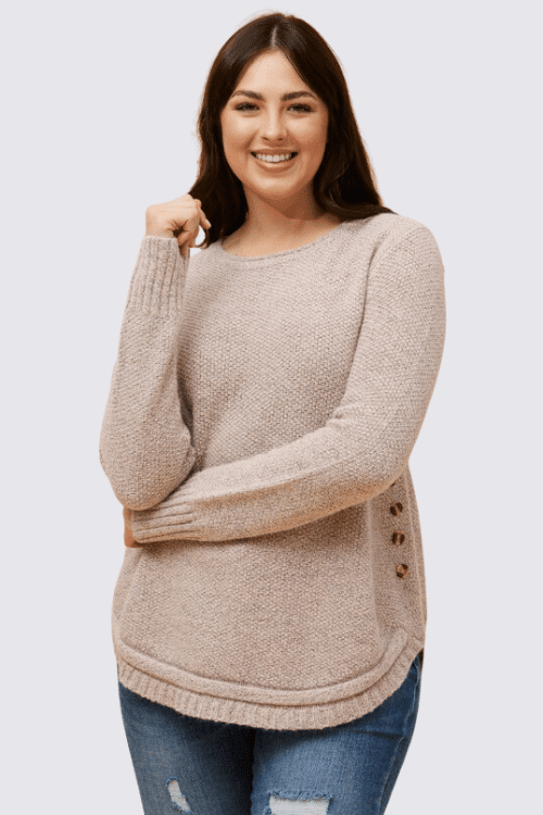 Hillary Button Knit - Blush