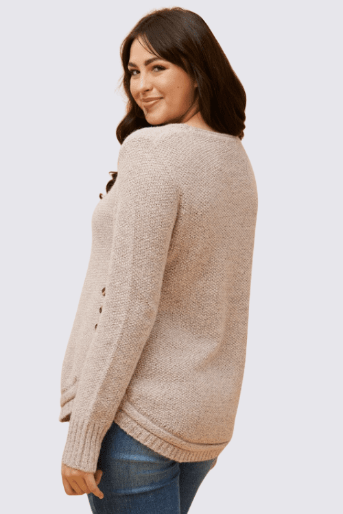 Hillary Button Knit - Blush - Image 4