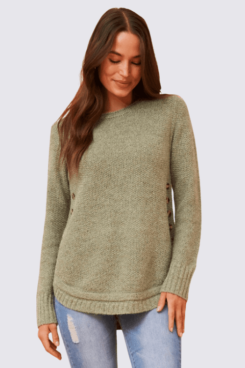 Hillary Button Knit - Sage