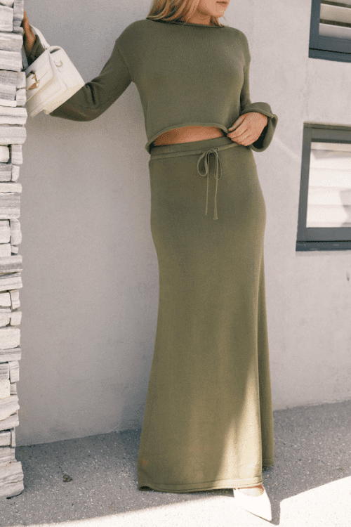 Alice Knit Skirt - Olive