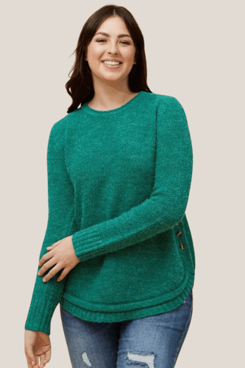 Hillary Button Knit - Jade Green
