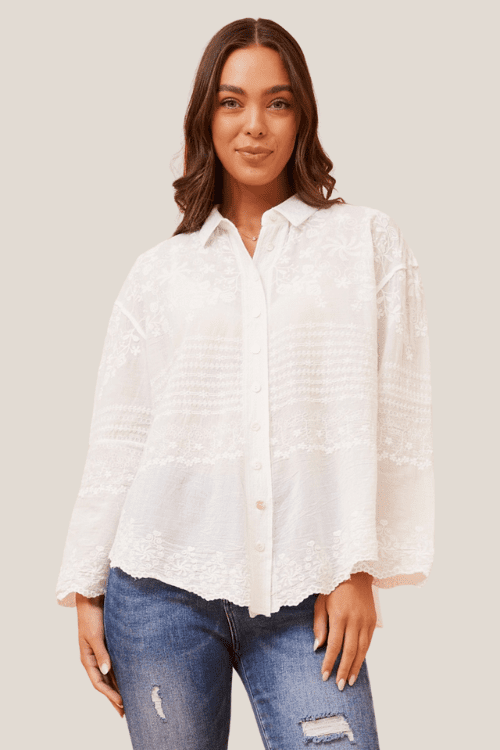Dara Embroidered Shirt - White