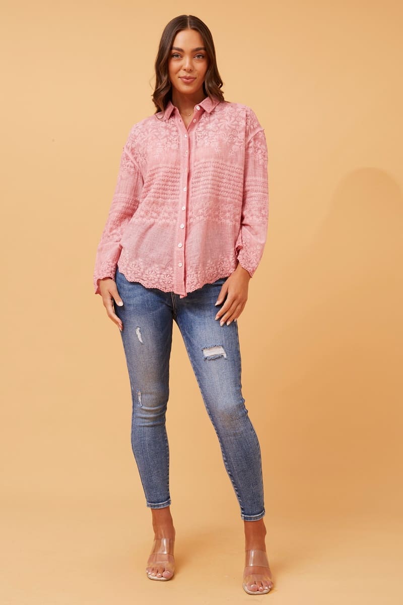 Dara Embroidered Shirt - Pink - Image 5