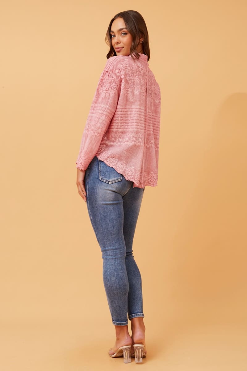 Dara Embroidered Shirt - Pink - Image 3