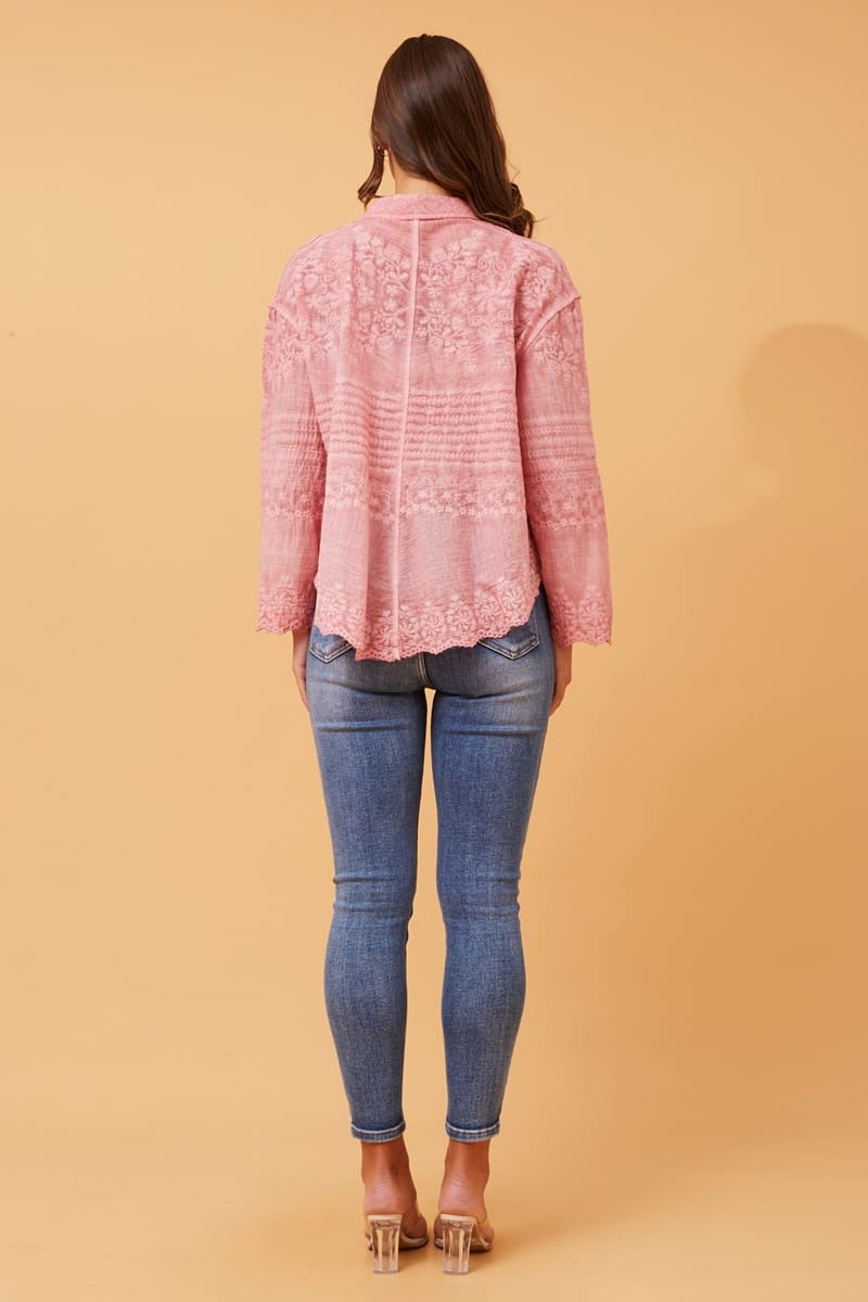 Dara Embroidered Shirt - Pink - Image 2