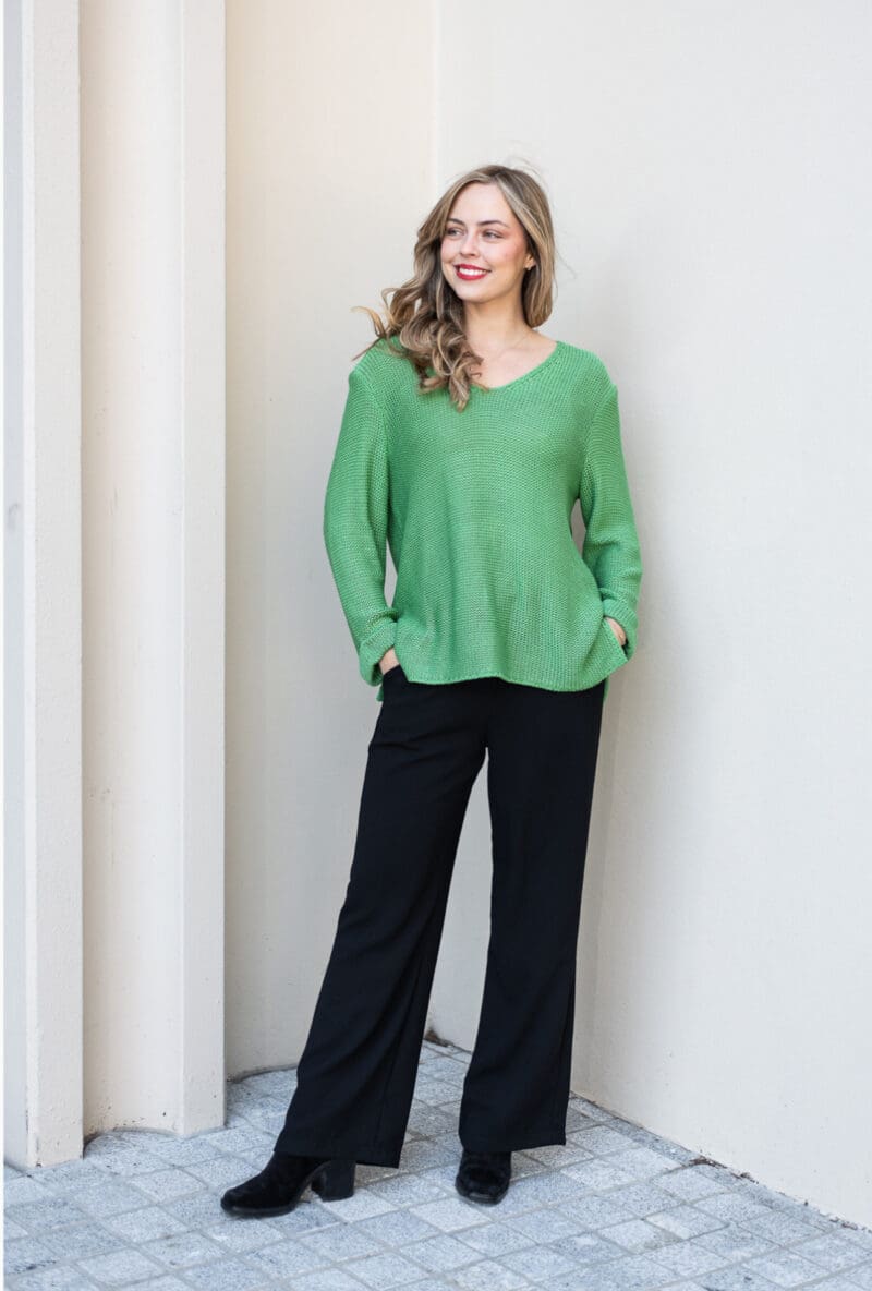 Valerie V Neck Knit - Green - Image 3