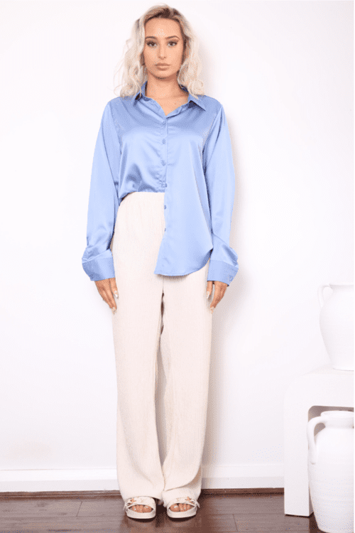 Tara Satin Blouse - Blue