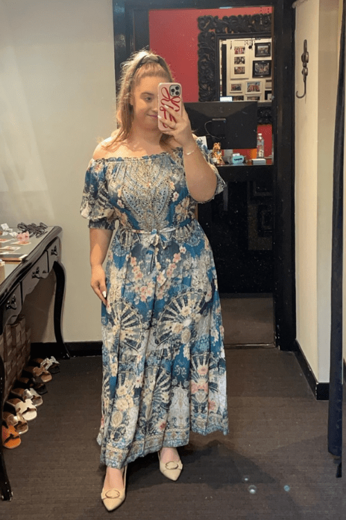 Geisha Crystal Off-Shoulder Maxi