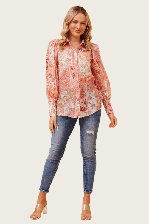 Belle Blouse - Floral Pink Boho - Image 4