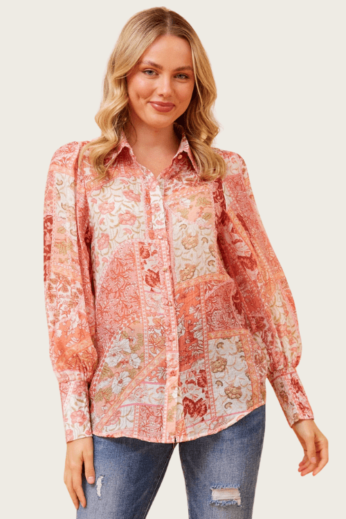 Belle Blouse - Floral Pink Boho
