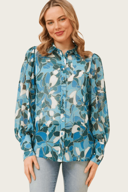 Belle Blouse - Blue Floral