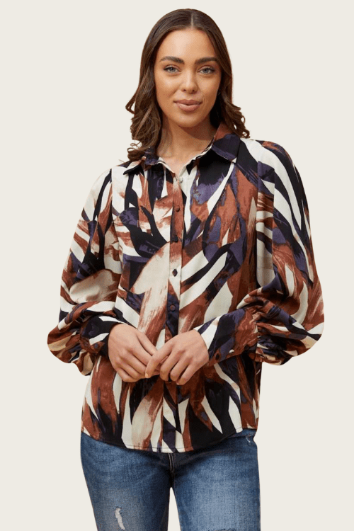 Dayna Blouse - Brown/Black