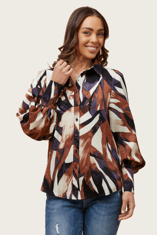 Dayna Blouse - Brown/Black - Image 2