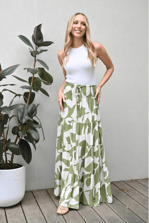 Taryn Maxi Skirt - Sage Leaf