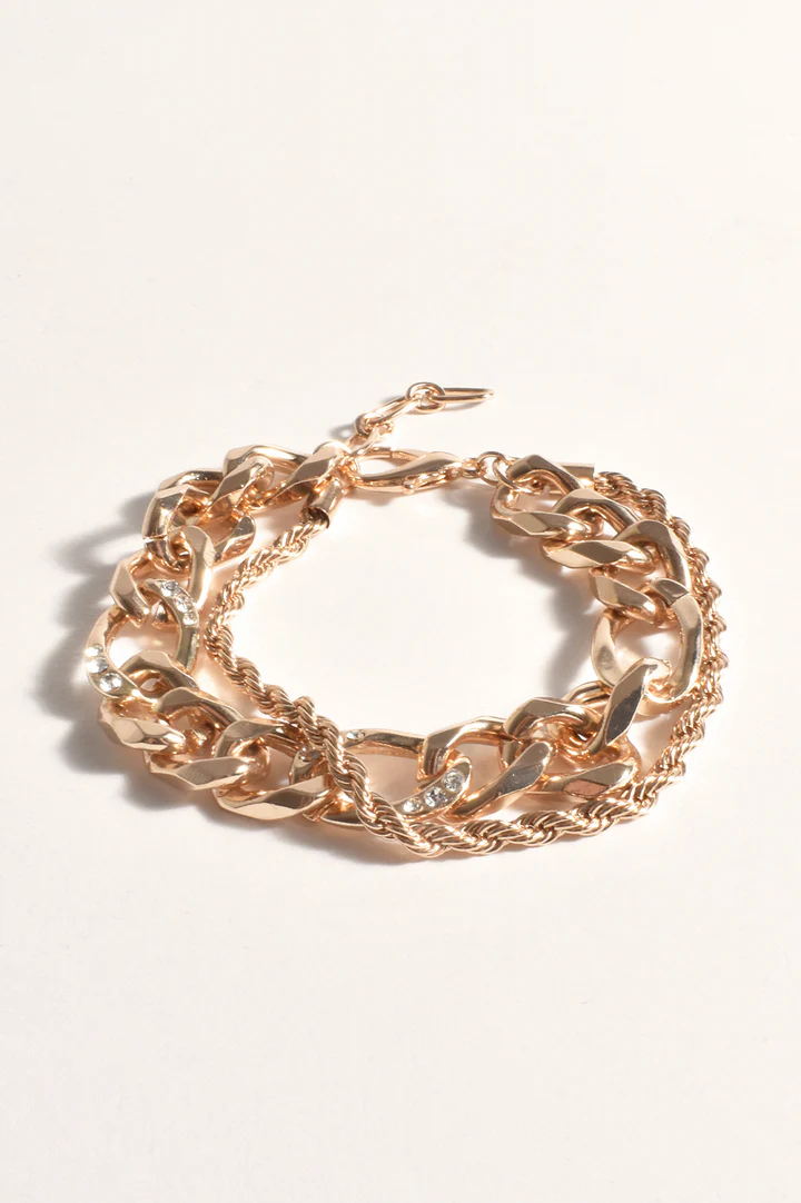 Diamante Link Bracelet Set - Gold - Image 3