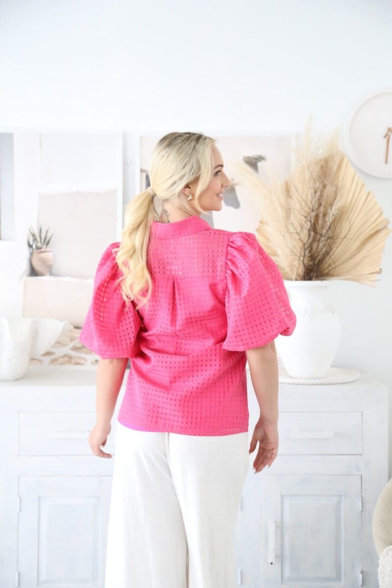 Natalia Puff Blouse - Pink - Image 2