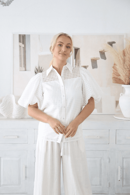 Natalia Puff Blouse - White