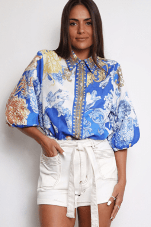 Euro China Doll Blouse - Blue