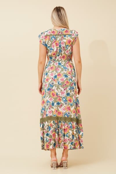 Morocco Floral Dress - Khaki - Image 2