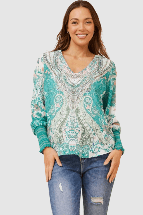 Turquoise Crystal Blouse