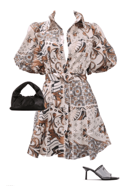 Brown Mykoniian Puff Dress