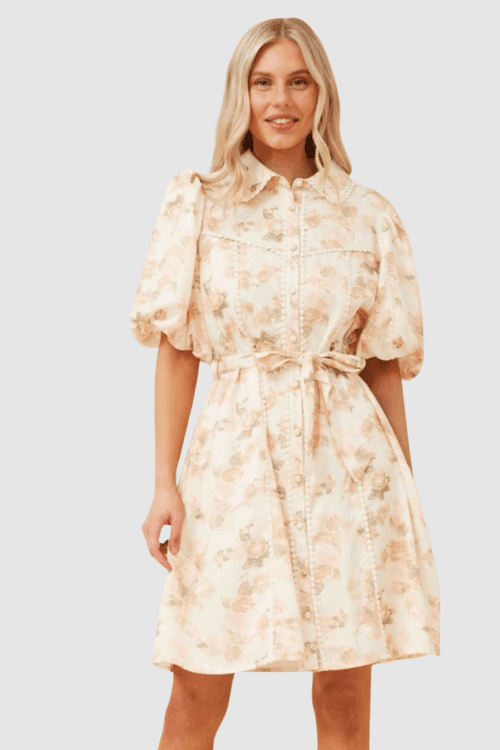 White Blossom Puff Dress