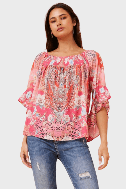 Ruby Crystal Off-Shoulder Top