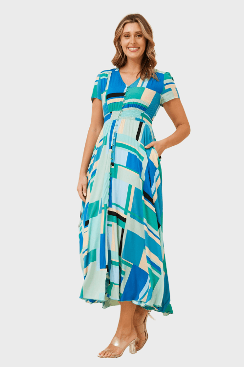 Megan Abstract Dress - Blue - Image 2