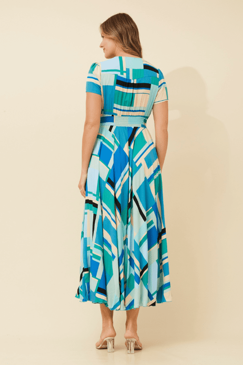 Megan Abstract Dress - Blue - Image 3