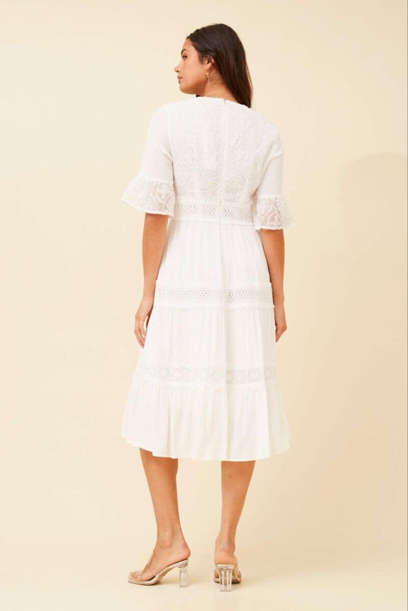 Viya lace Midi Dress - White - Image 2
