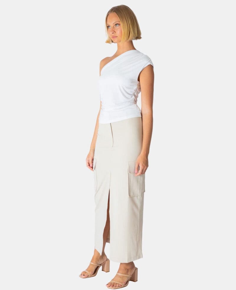 Diedre One-Shoulder Top - White - Image 2