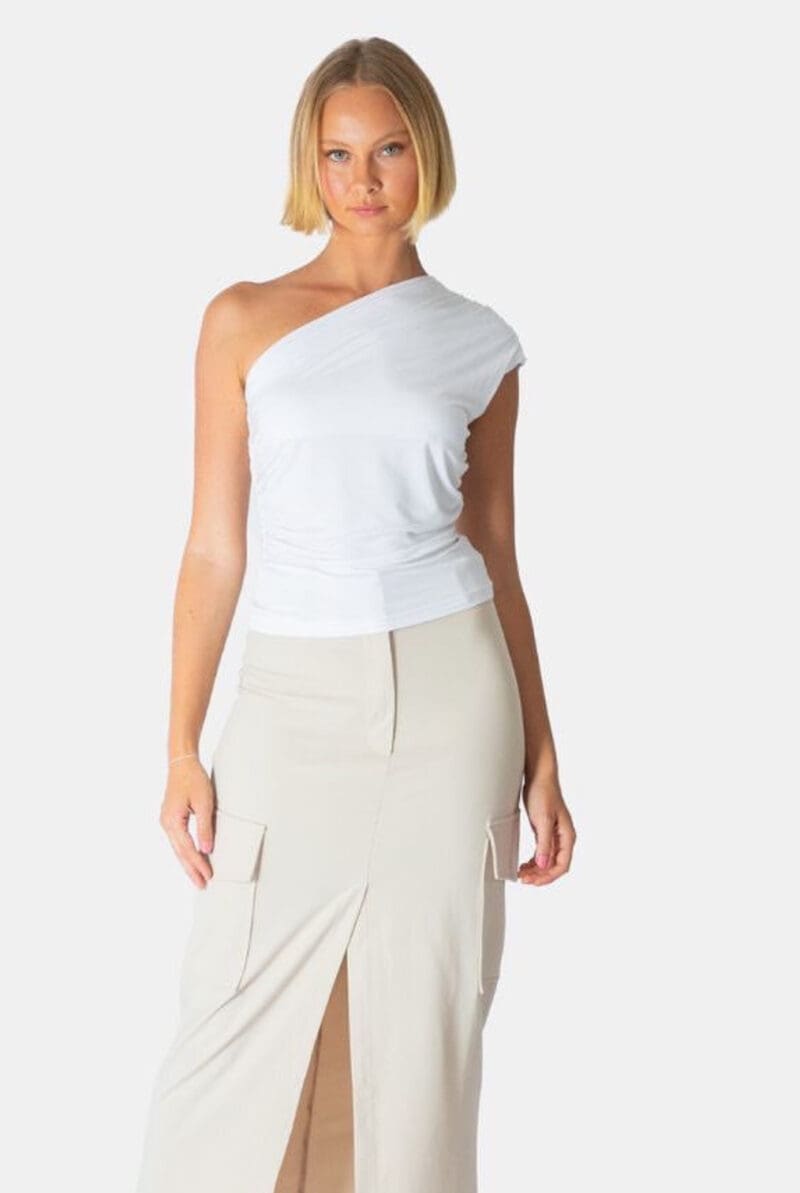 Diedre One-Shoulder Top - White - Image 3