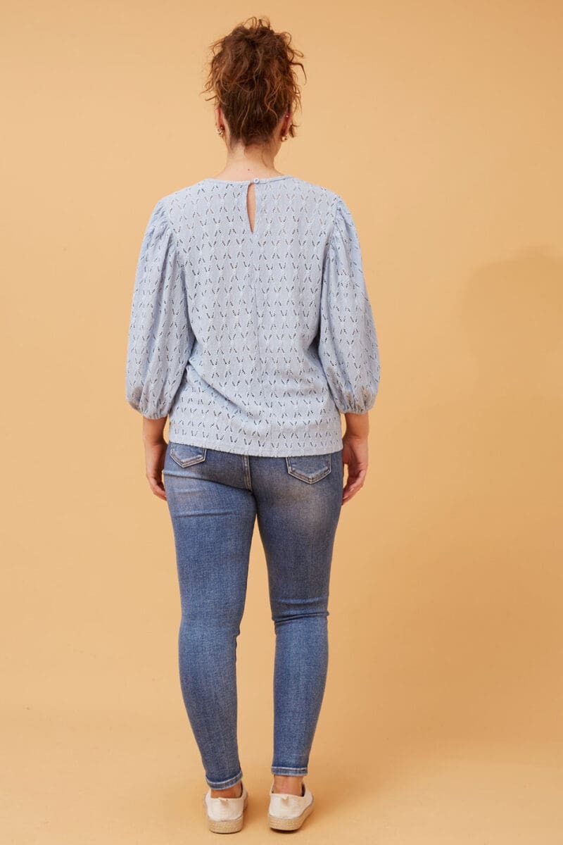 Broderie Anglaise Blouse - Blue - Image 4
