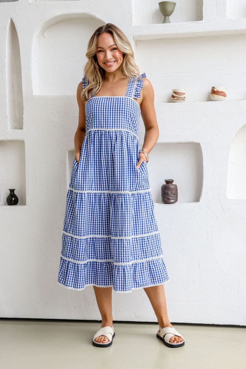 Jesy Gingham Maxi - Blue - Image 3