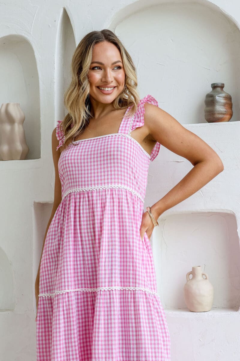 Jesy Gingham Maxi - Pink - Image 3