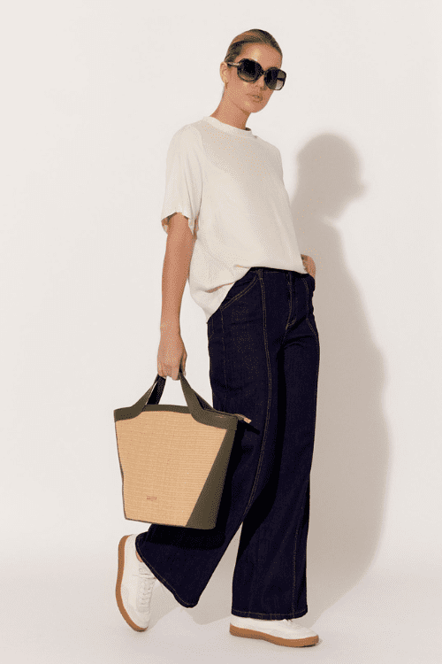 Jamie Contrast Tote - Olive