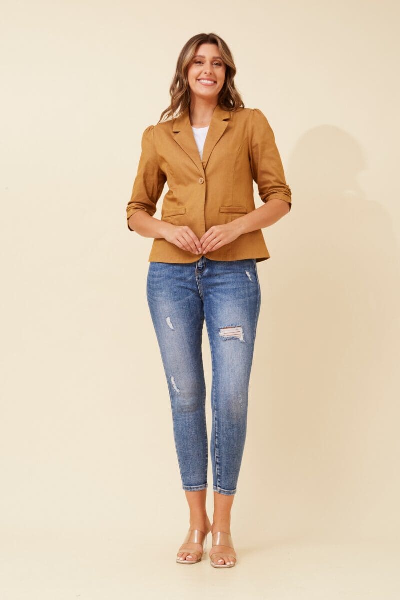 Milos Solid Blazer - Tobacco - Image 4