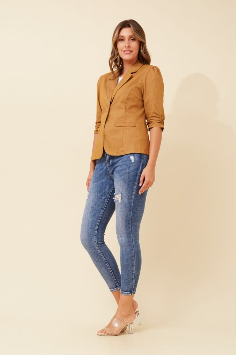 Milos Solid Blazer - Tobacco - Image 3