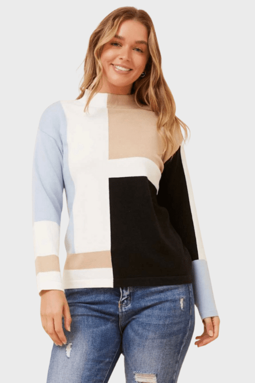 Tanika Block Knit - Multi Blue