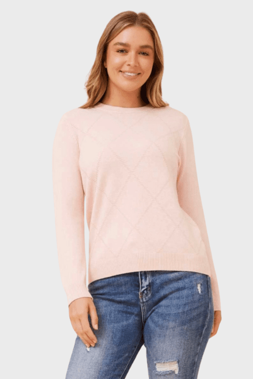 Angie Diamond Knit - Blush Pink