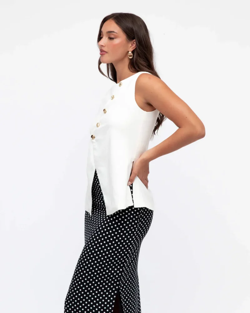 Montana Vest Blouse - White - Image 2